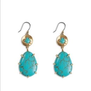 Lucky Brand Turquoise/Gold Drop Earrings NWT